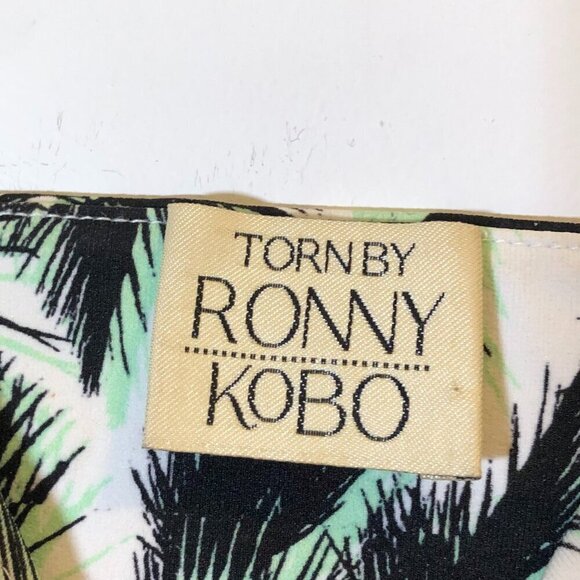 Torn by Ronny Kobo Palm Tree Green/Black Crop Top Size Small - Picture 4 of 7